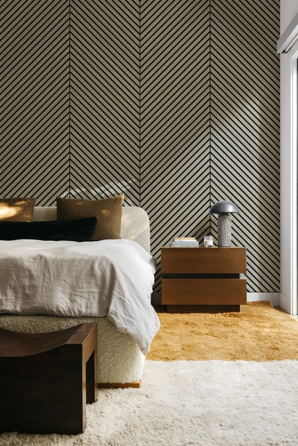 Herringbone Acoustic Wood Panel - Silver Walnut