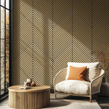 Herringbone Acoustic Wood Panel - White Oak