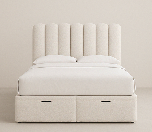 Elara Ottoman Bed – Cloud Headboard - Side Lift